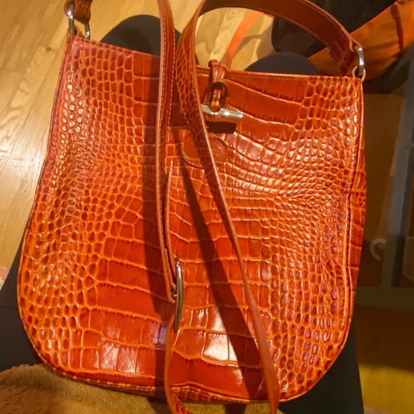 Longchamp Roseau Croc Embossed Crossbody Bag - Picture 9 of 15